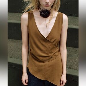 Zara Asymmetrical Brown Blouse